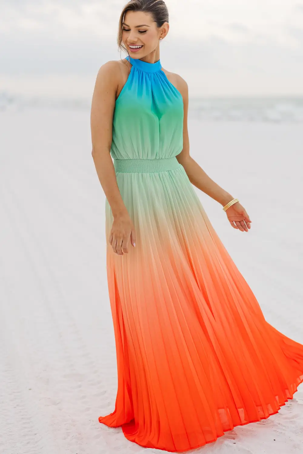 Front And Center Orange Ombre Maxi Dress