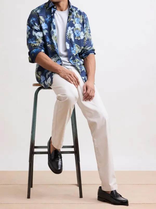 Casual Soft And Comfortable Light Blue Print Shirt