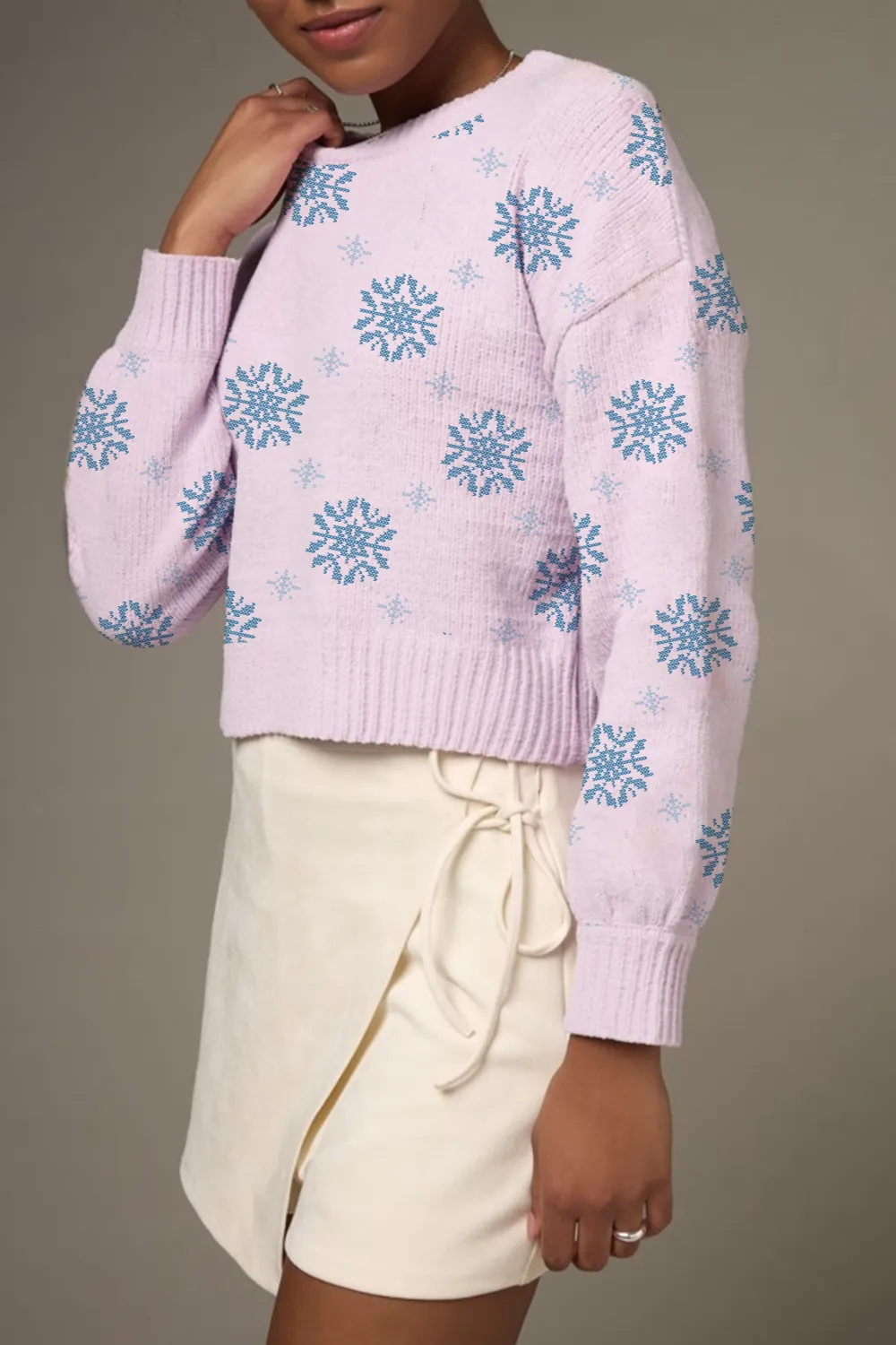 Angelica Flower Embroidered Sleeve Sweater