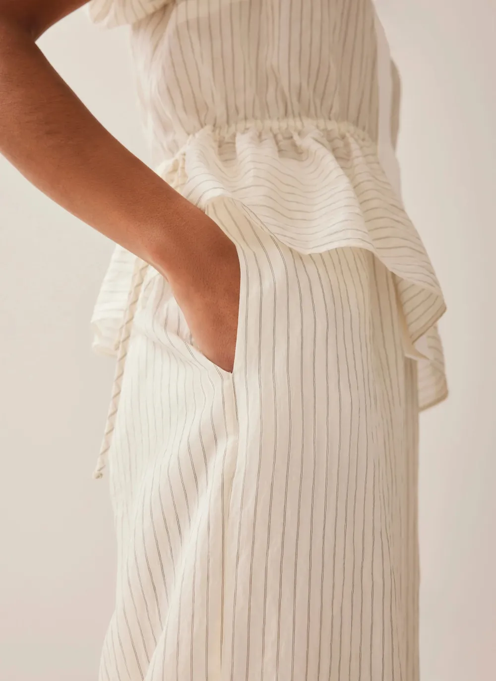 Casual Style Neutral Stripe Wide Trousers