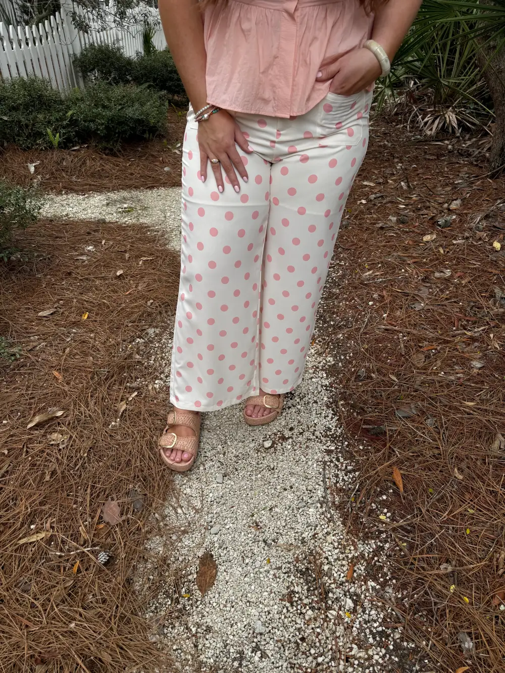 Polka Dot Pocket Relaxed Pants