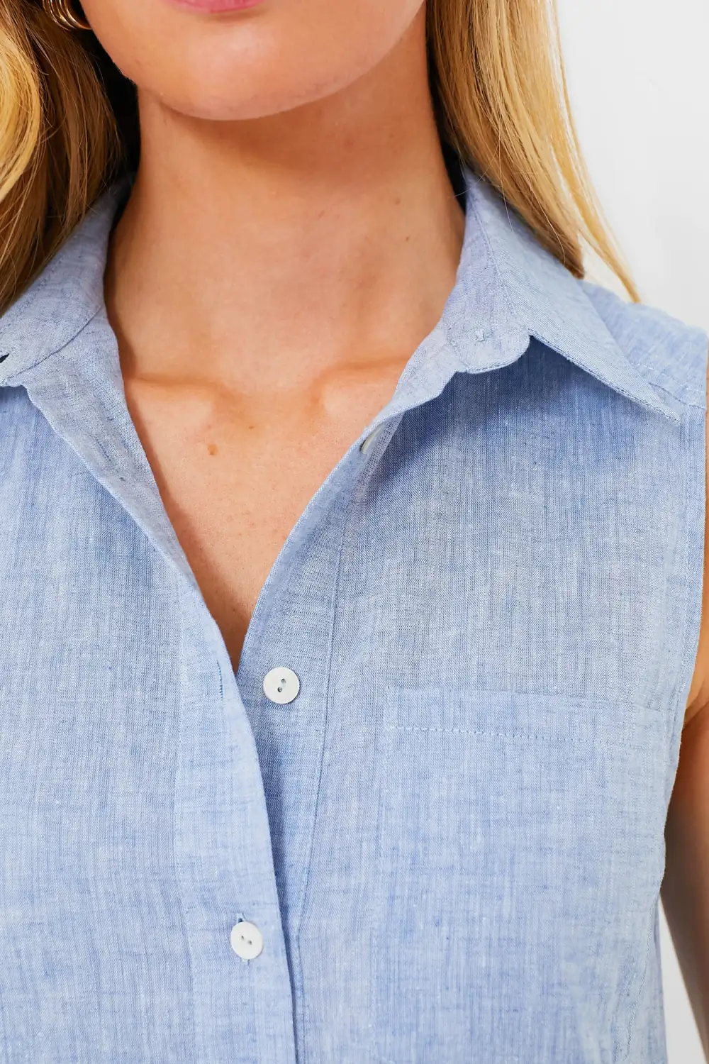 Chambray Sleeveless Callahan Shirt Dress