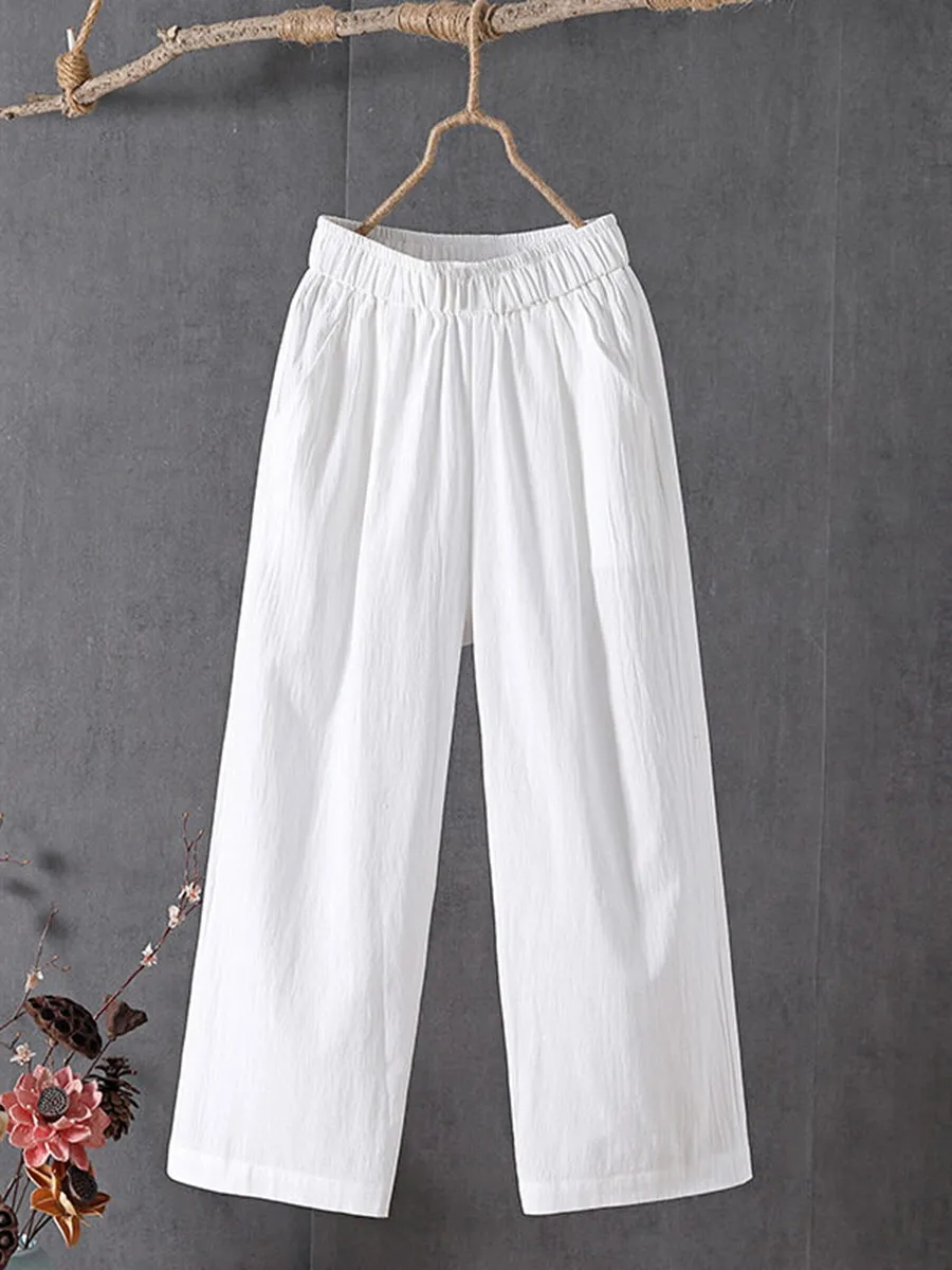 Casual pocket cotton and linen pants