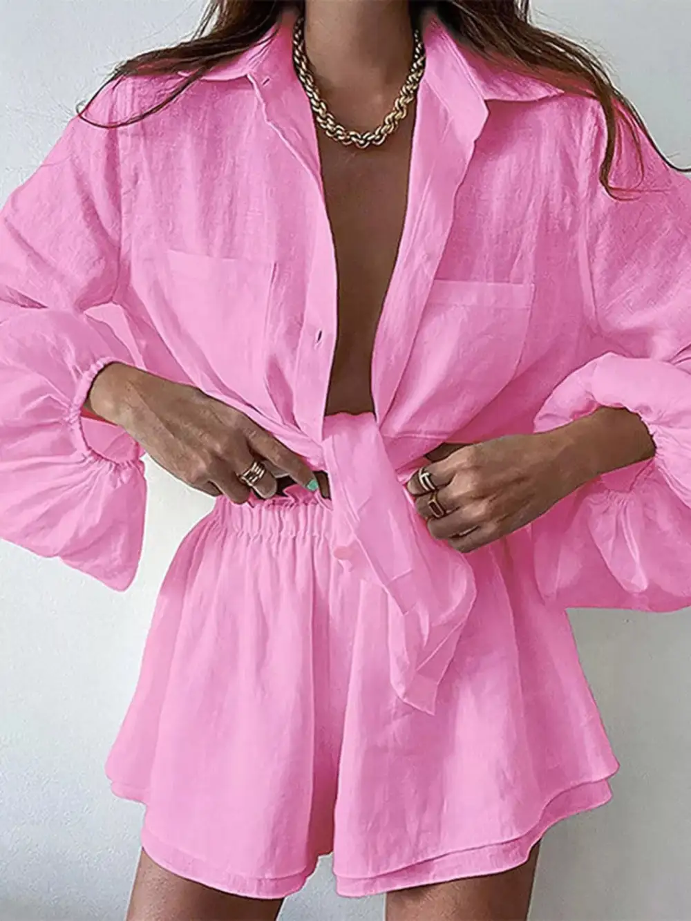 Easygoing Button Front Button Set