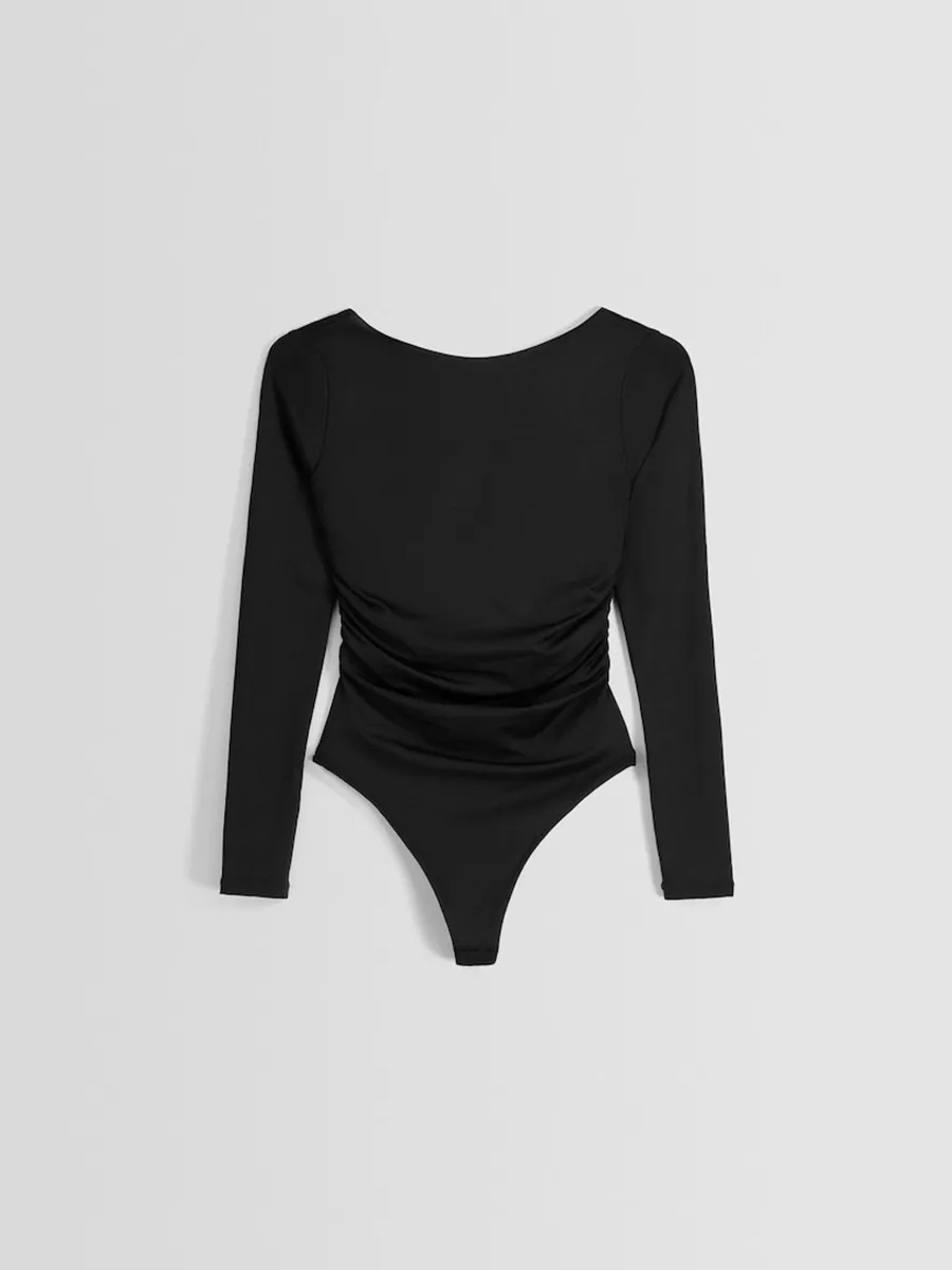 Body Manga Larga Frunce Lateral
