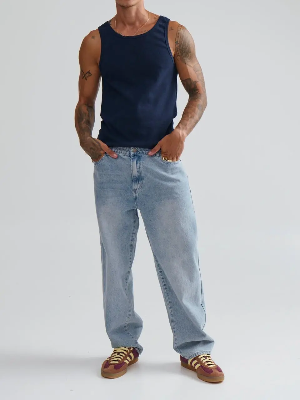 Leisure And Comfortable Versatile Navy Blue Tank Tops