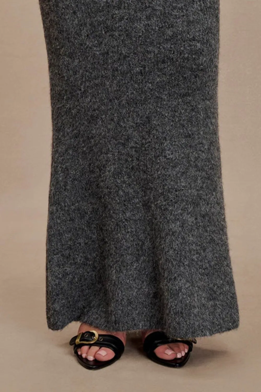 Knit Maxi Skirt With Overlay