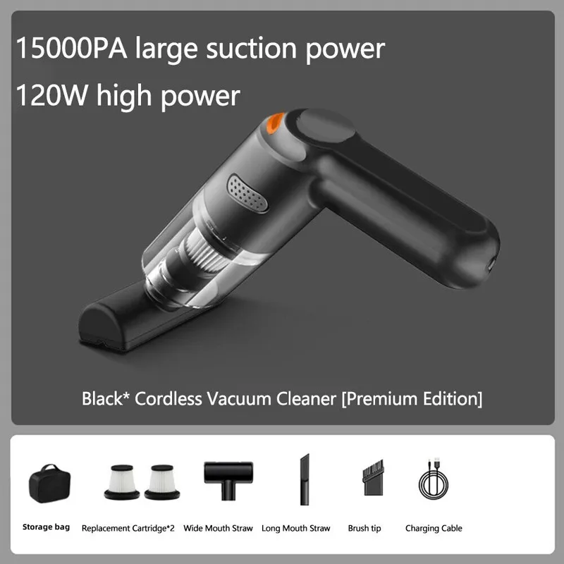 Cordless car vacuum cleaner -10000Pa suction, lightweight, long battery life!