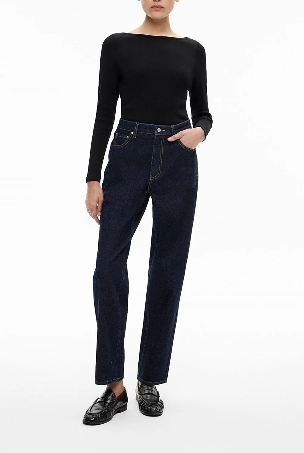 Black Straight-Leg Jeans