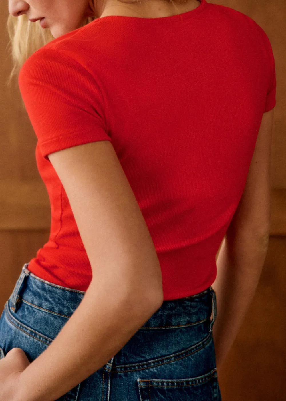 Square Neck Organic Cotton Short-Sleeved T-Shirt