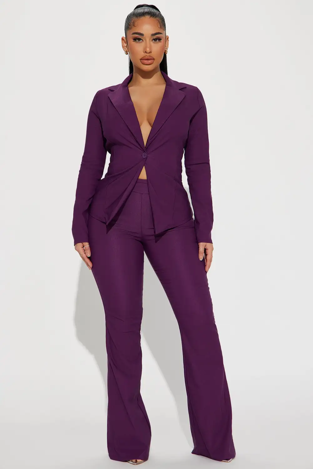 Krista Blazer Pant Set - Plum