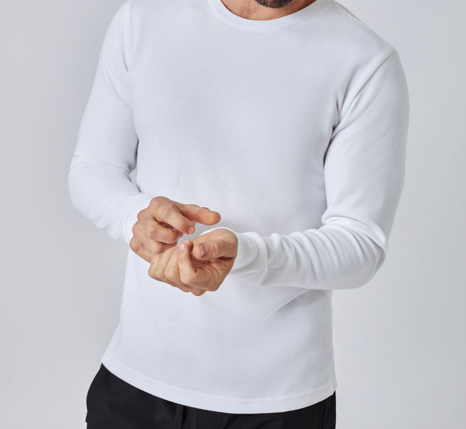 White Thermal Long Sleeve Crew