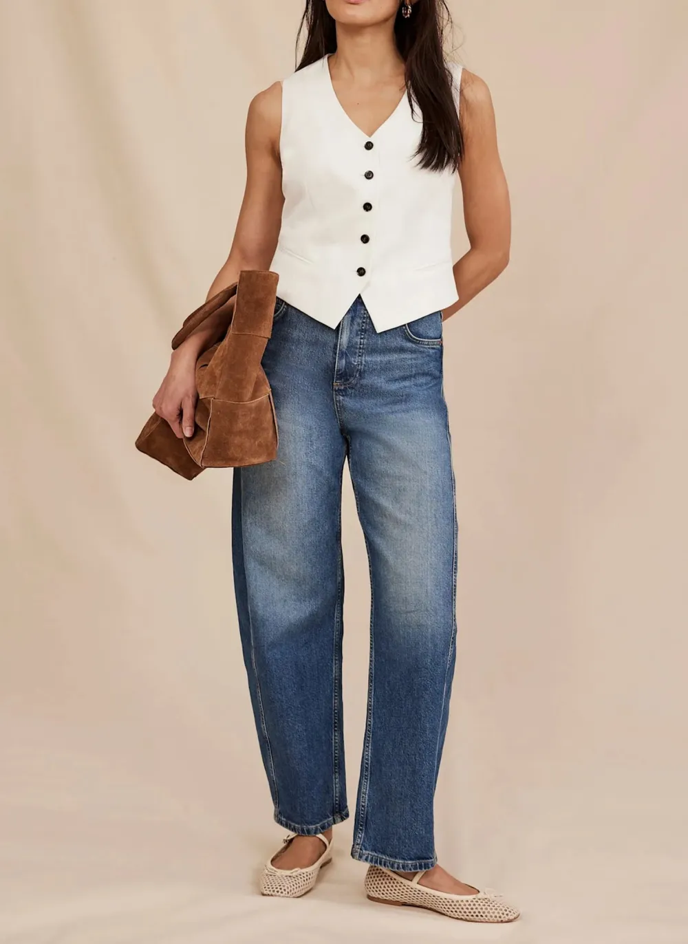 Casual Style Wide-Leg Jeans