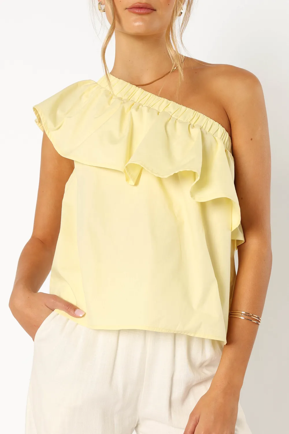 Avi One Shoulder Top - Lemon