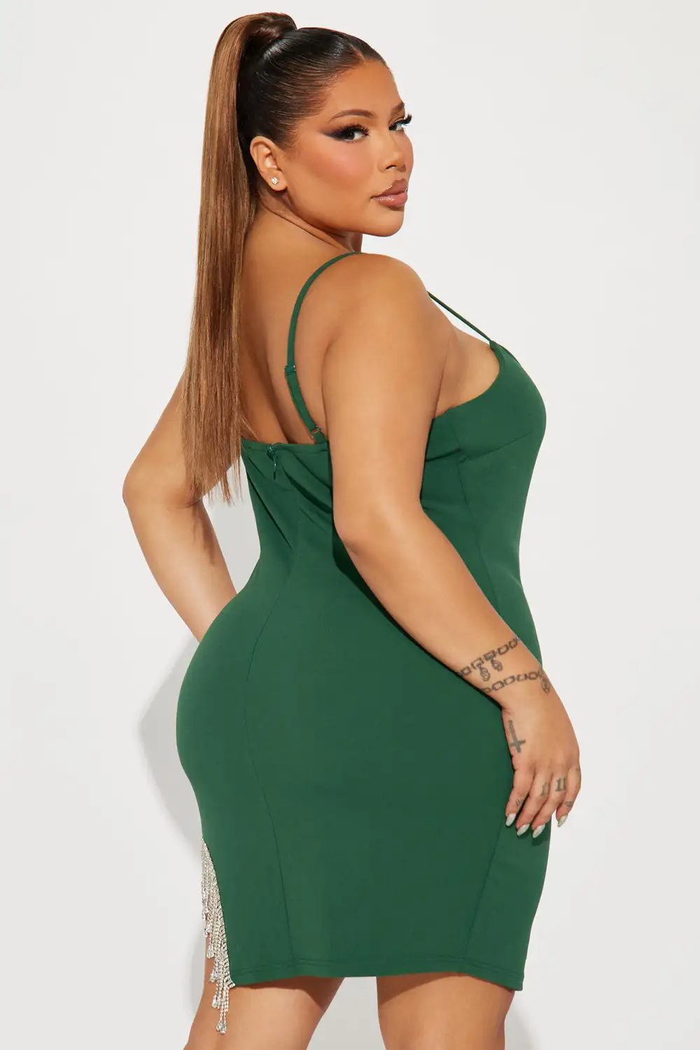 Bria Embellished Mini Dress - Hunter