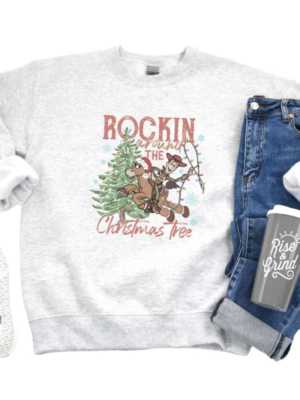 Rockin' Around the Christmas Tree Heavy Blend Unisex Crewneck Graphic Sweatshirt