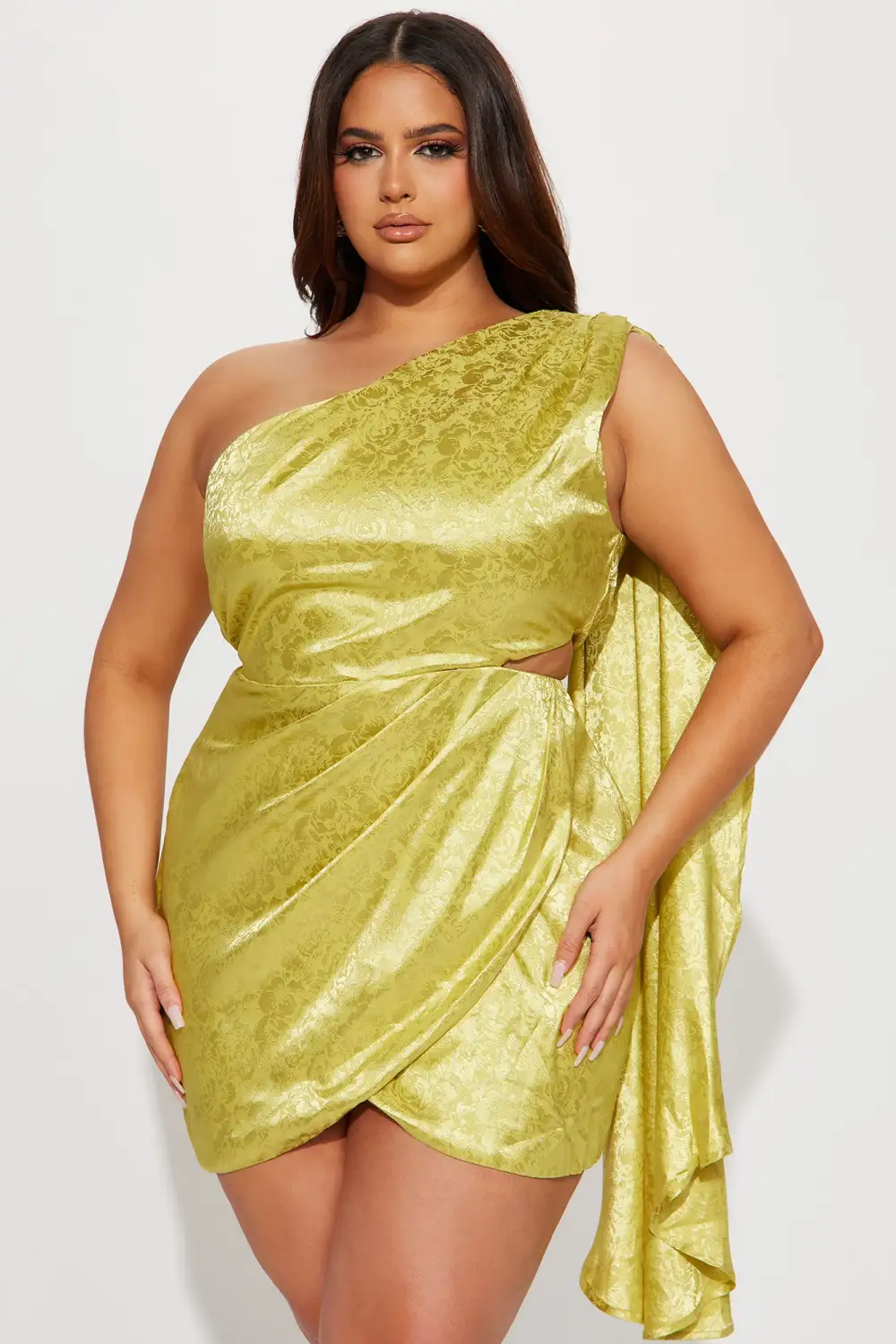 Mariah Satin Mini Dress - Chartreuse