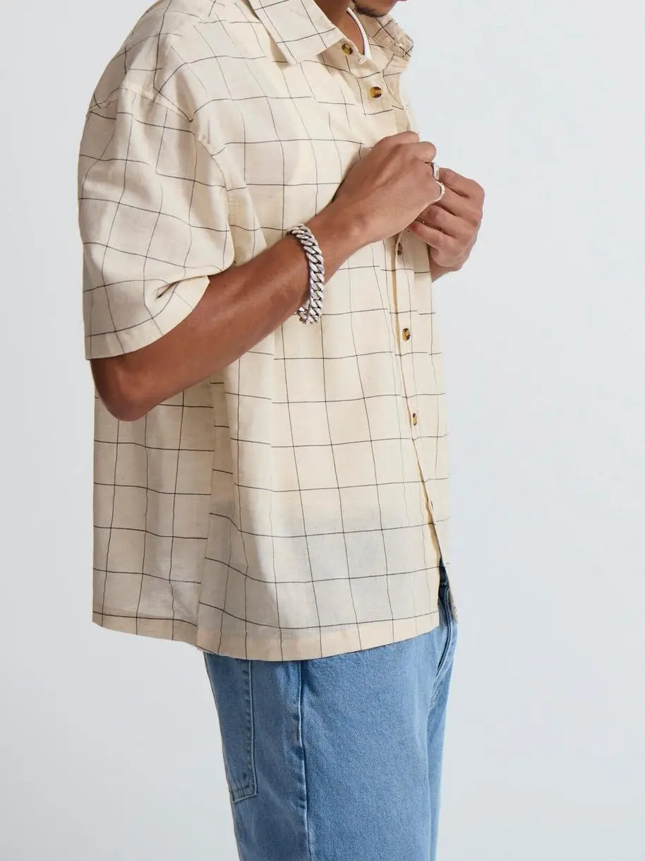 Casual Soft And Comfortable Gream Plaid Shirt