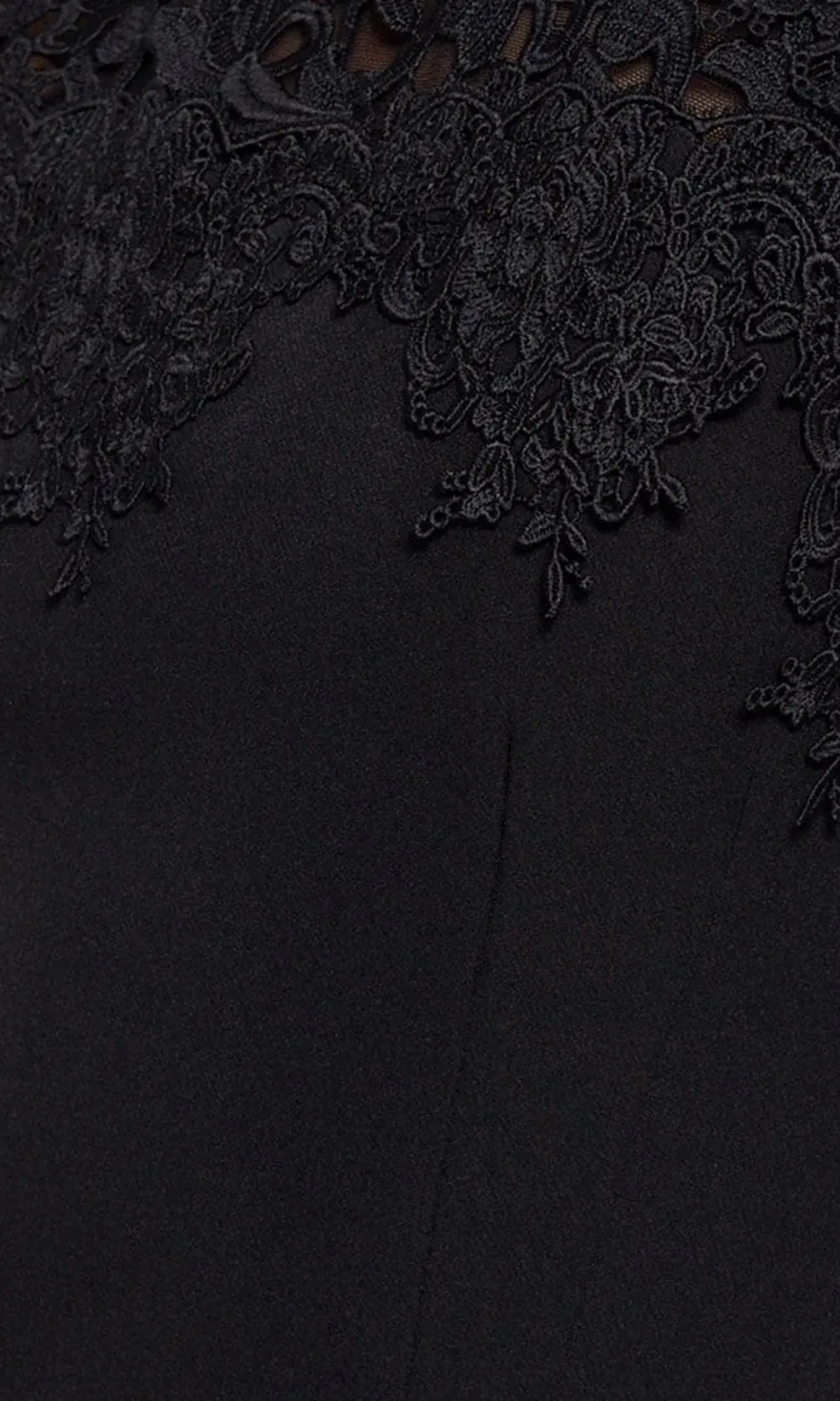 Lace Panel Crepe Turtleneck Dress