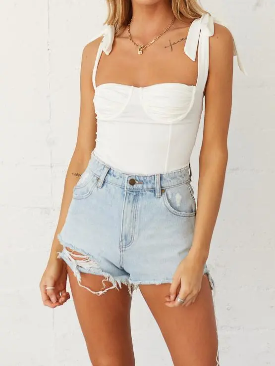 High Waist Bleach Shorts