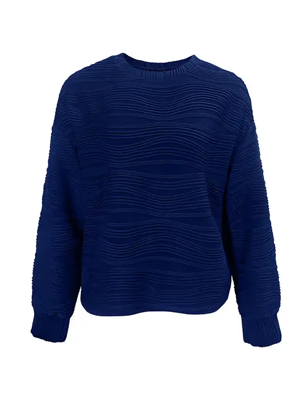 Long Sleeve Relaxed Round Neck Polyester T-Shirt