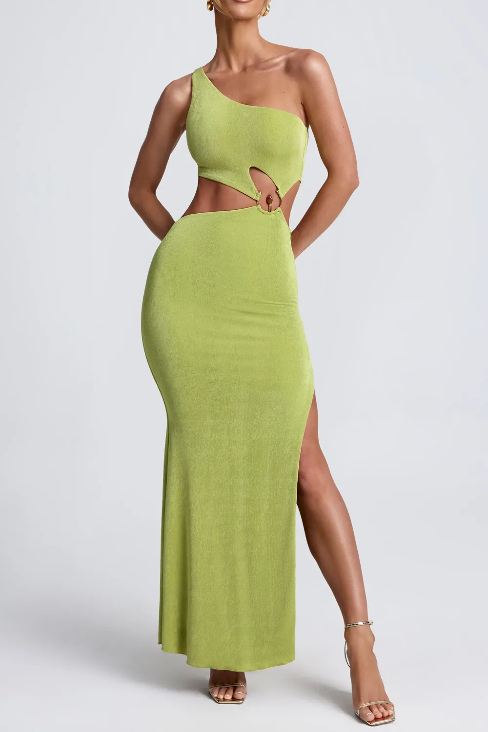 Statement Maxi Dress With Asymmetrical Neckline