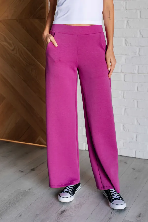 Resort Travel Wide Leg Crop Pant In Magenta