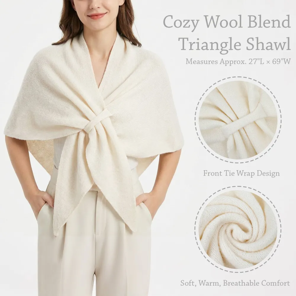 2026 Spring/Fall Faux Cashmere Lazy Style Multi-Color Loose Shawl for Women Warm Triangle Scarf Cape Layering Outerwear