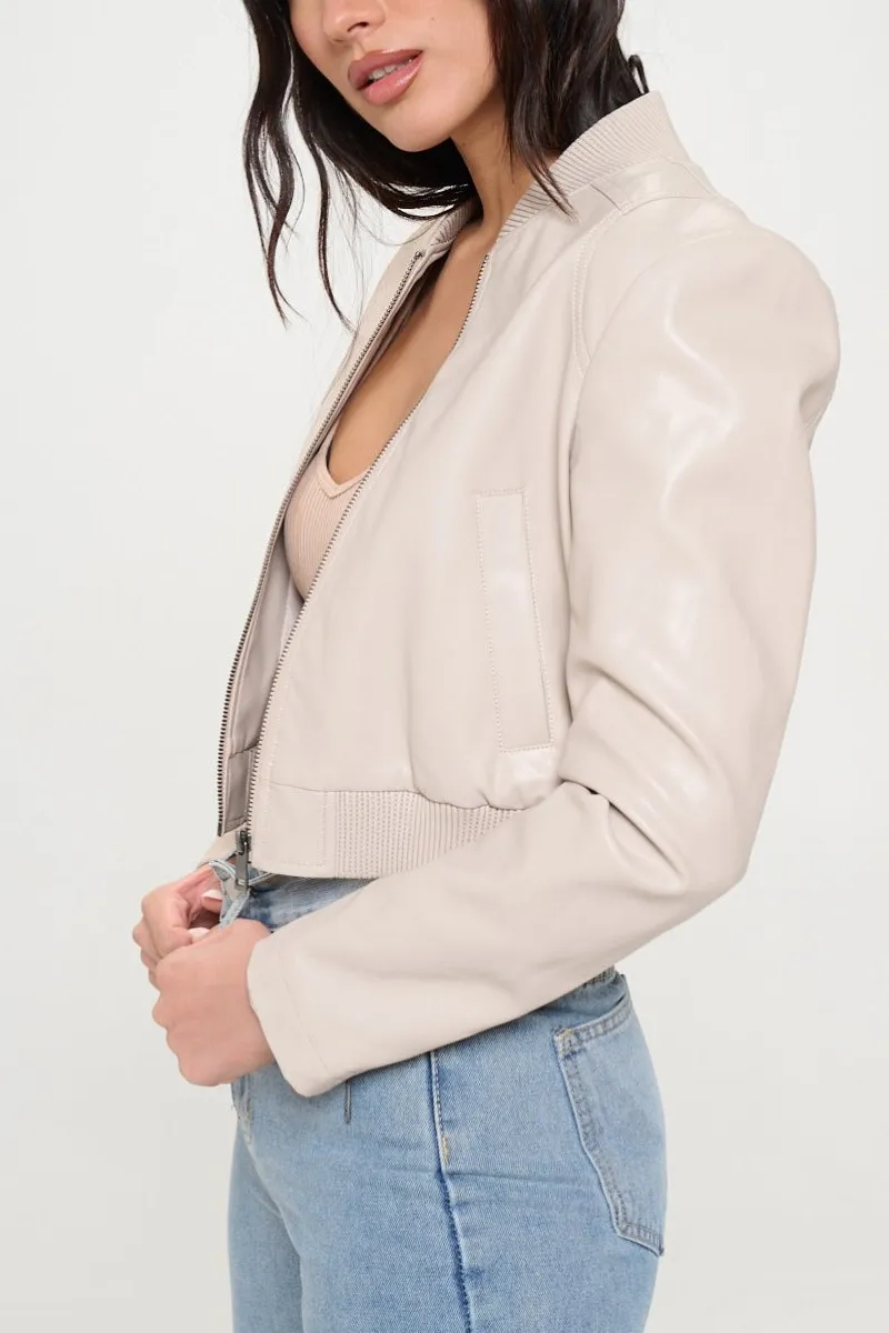 Zip-up Cropped Bomber Jacket