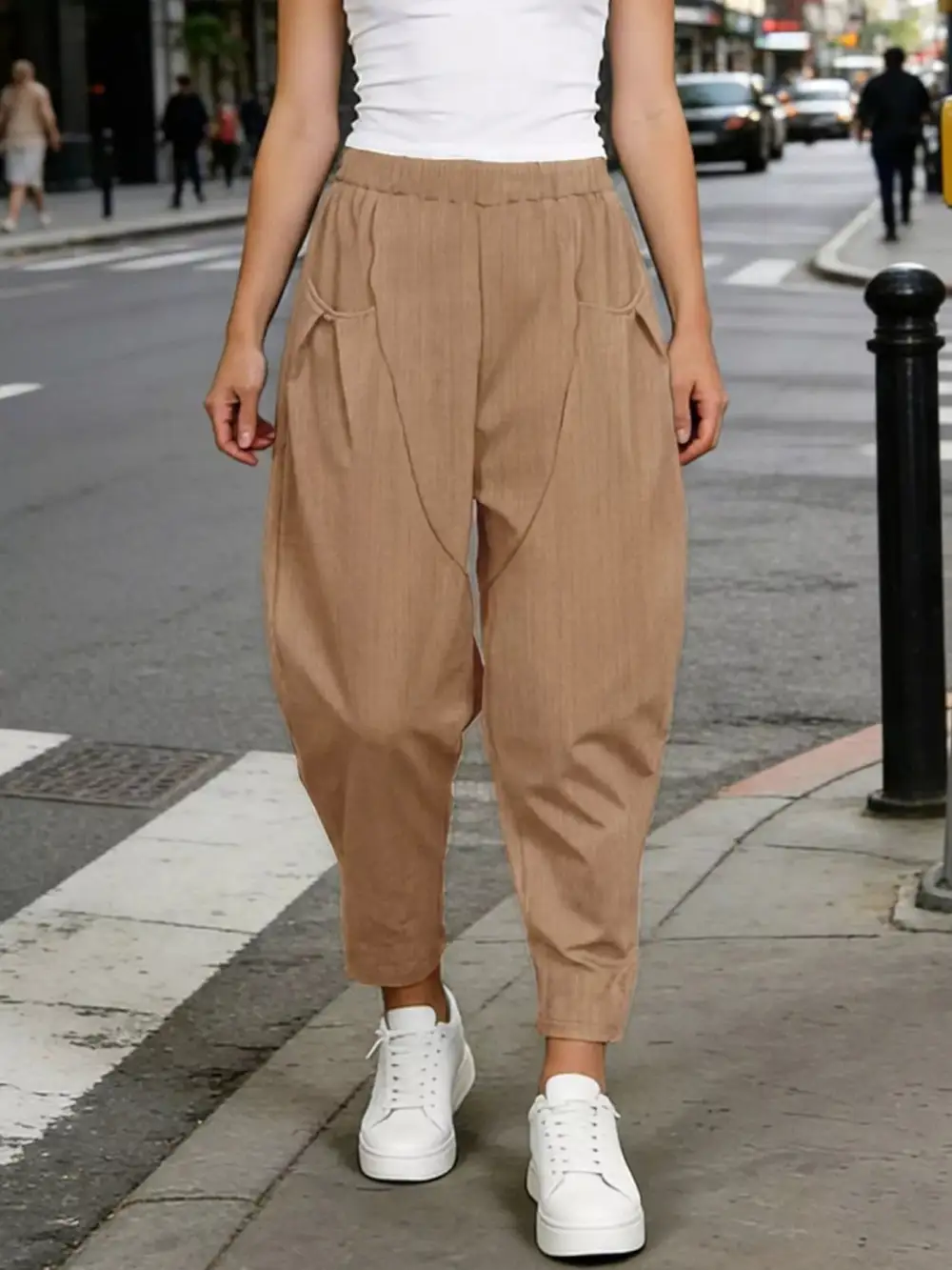 Casual Elastic Waist Harem Pants
