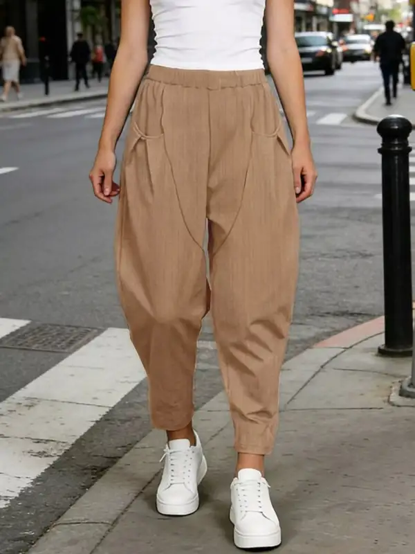 Casual Elastic Waist Harem Pants