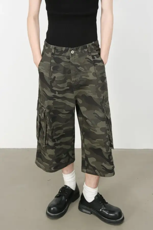 Utility Cotton Blend Casual Shorts