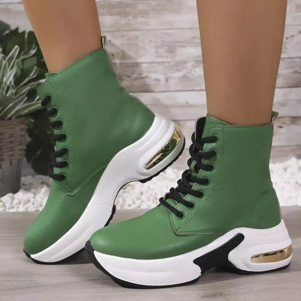 Modern Lace Up Platform Ankle Boots