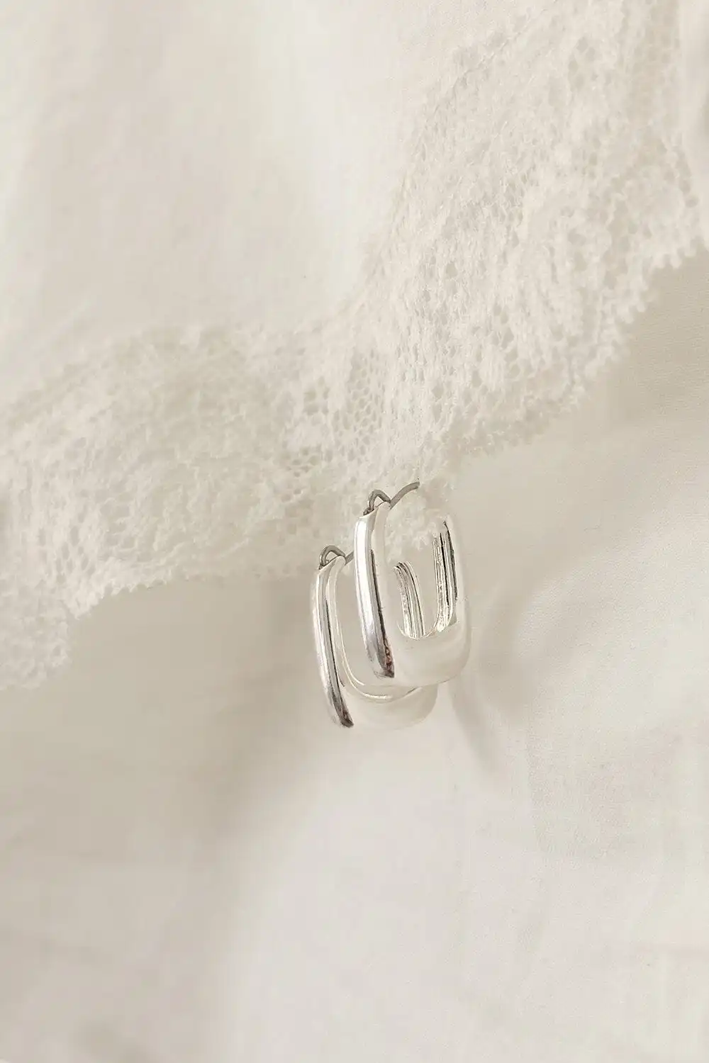Polished Rectangle Hoop Earrings