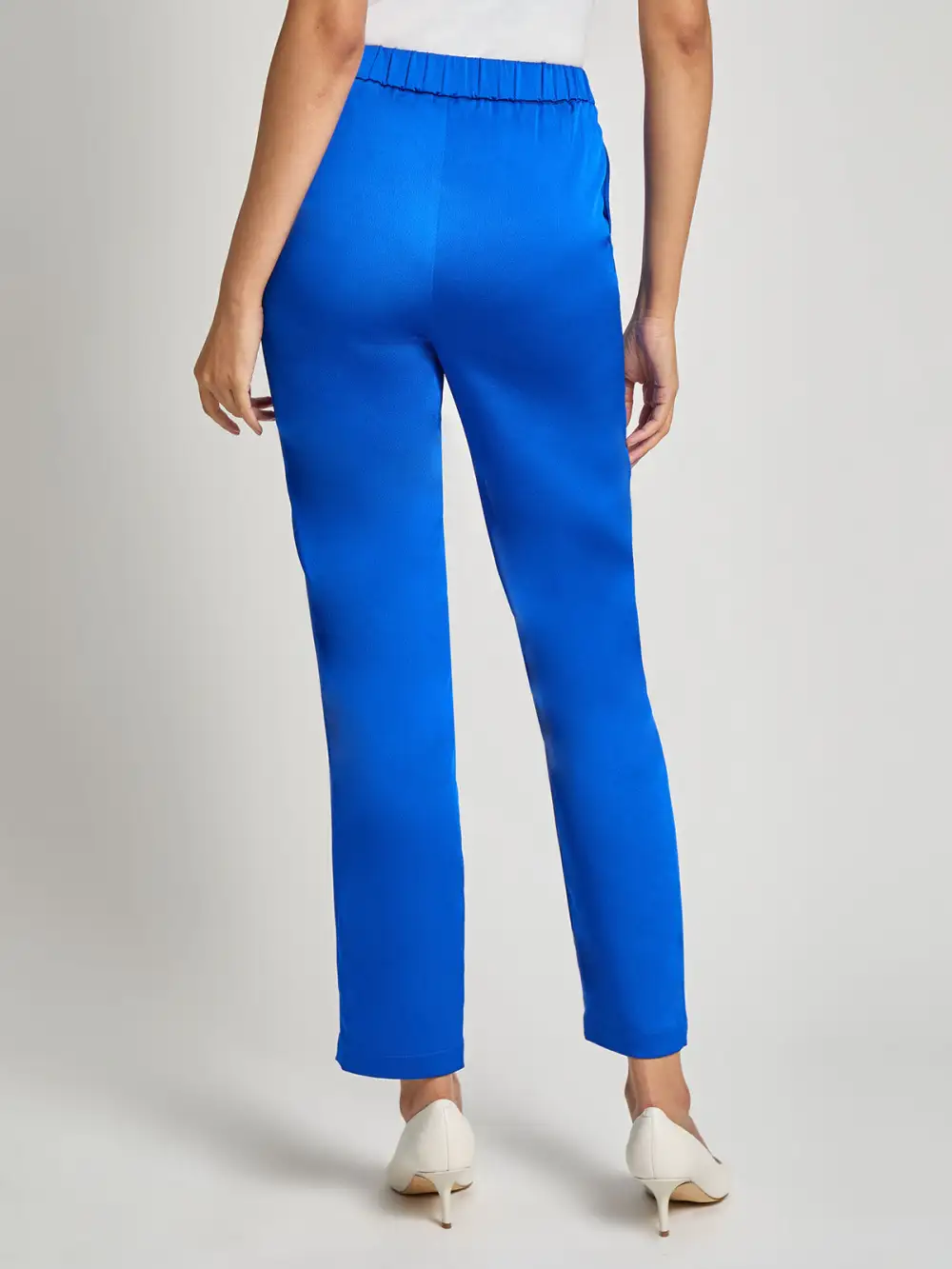 Solid Color Elastic Waistband Pants