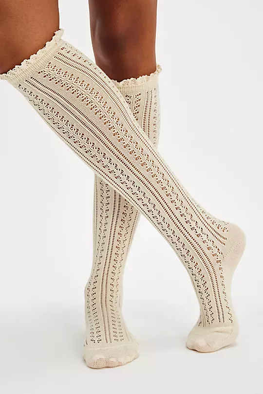 Lace Mesh Pointed Top Premium Socks