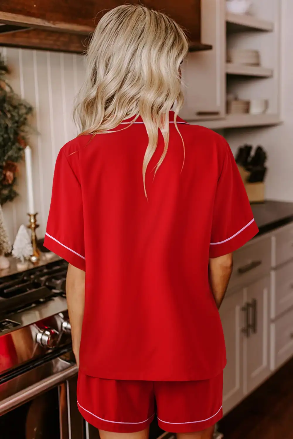 Ribbed Bow Detail Pajama Set