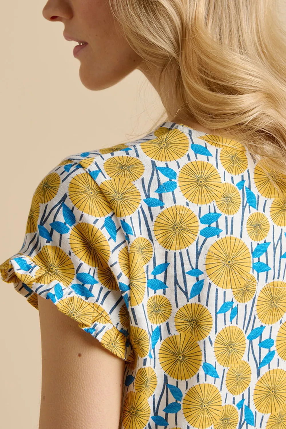 Pure Cotton Colorful Sunshine Floral Ladies Short Sleeves