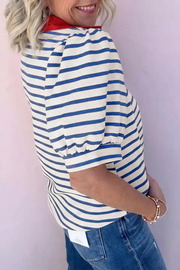 Puff Sleeve Collared Blouse