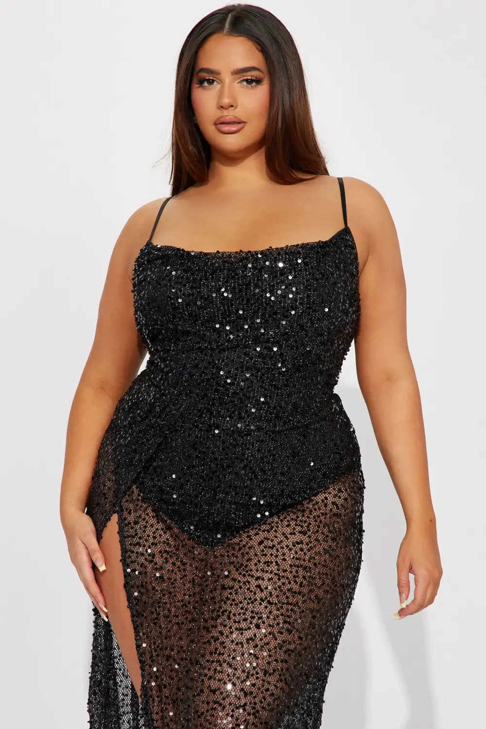 Monica Sequin Maxi Dress - Black
