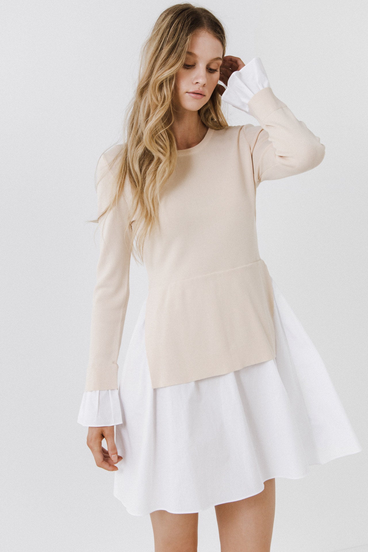 Poplin Combo Knit Dress