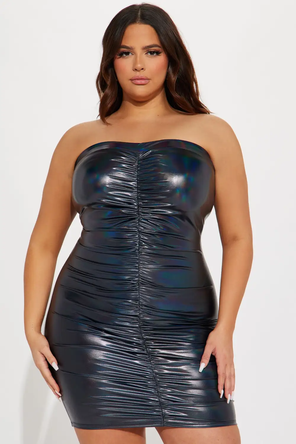 Mona Metallic Mini Dress - Navy