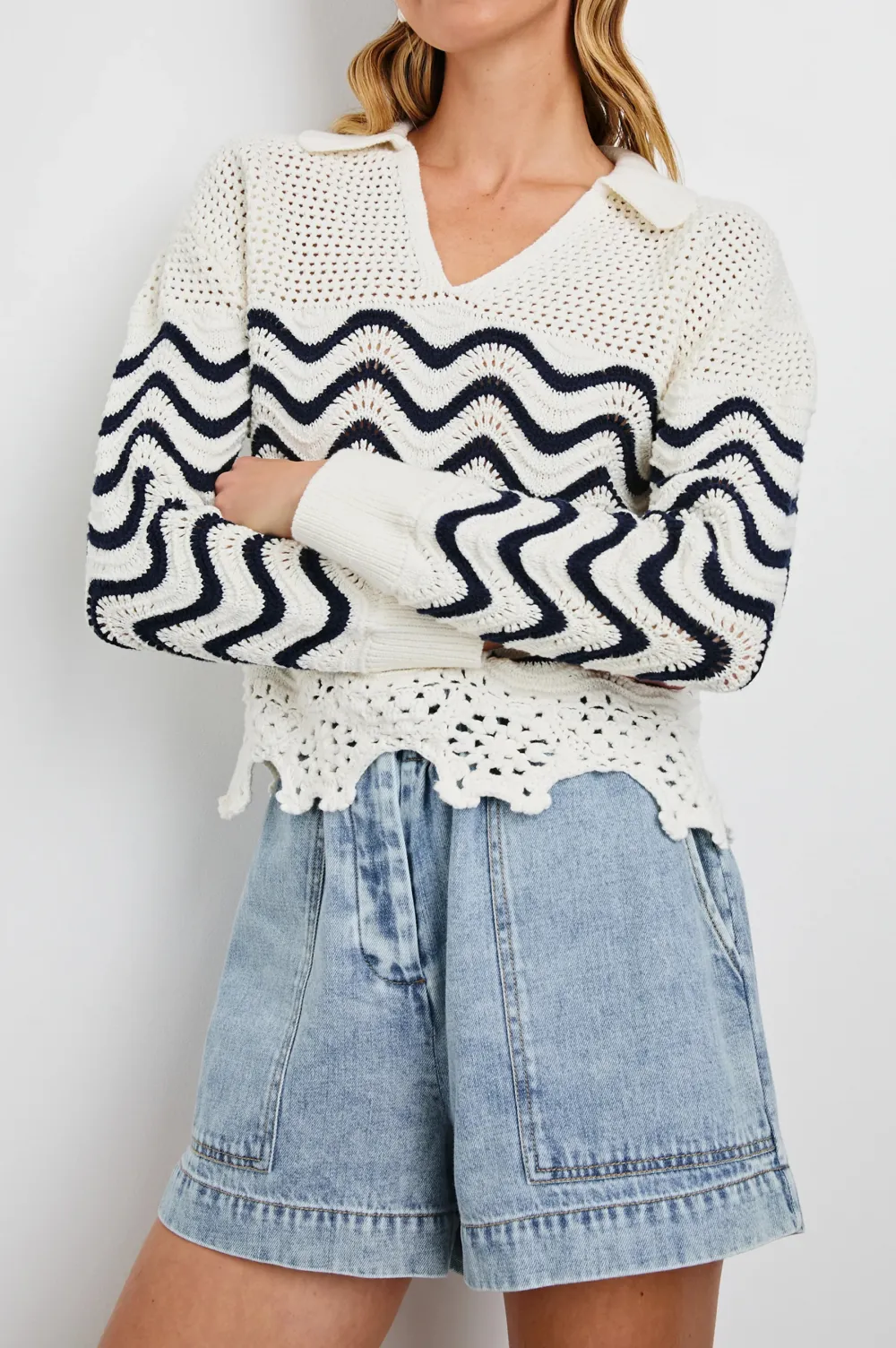 Wave Pattern Ladies' Casual Sweater
