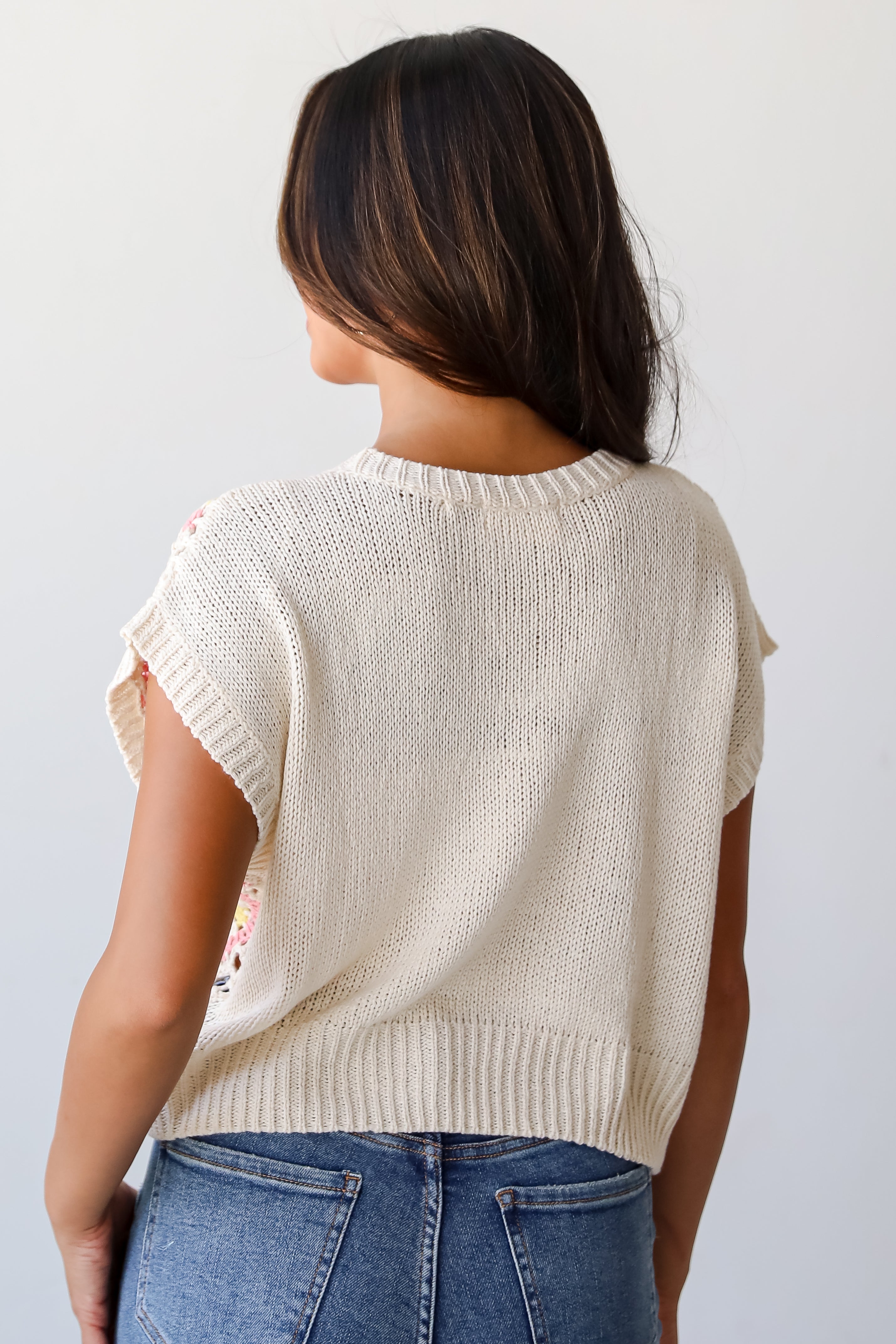 Incredibly Cute Cream Crochet Knit Top