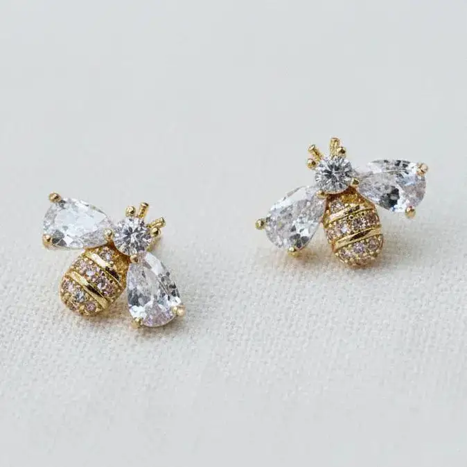 Bee Motif Stud Earrings