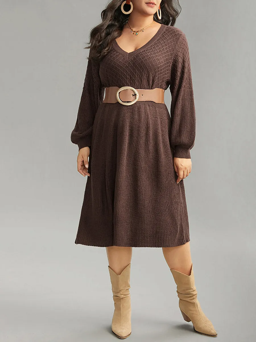 Plus-size V-neck sweater dress