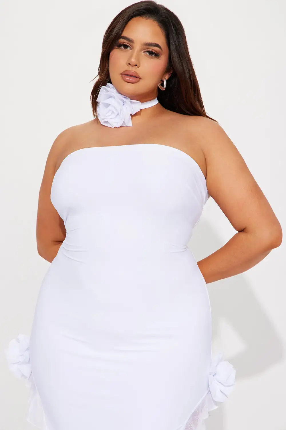 Jules Ruffle Midi Dress - White