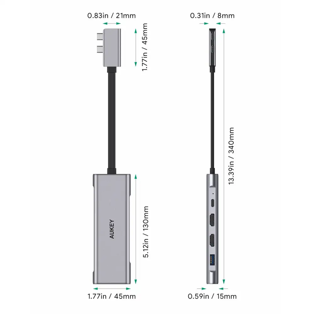 AUKEY CB-C81 2*USB 3.1 Type C Male to HDMI*2