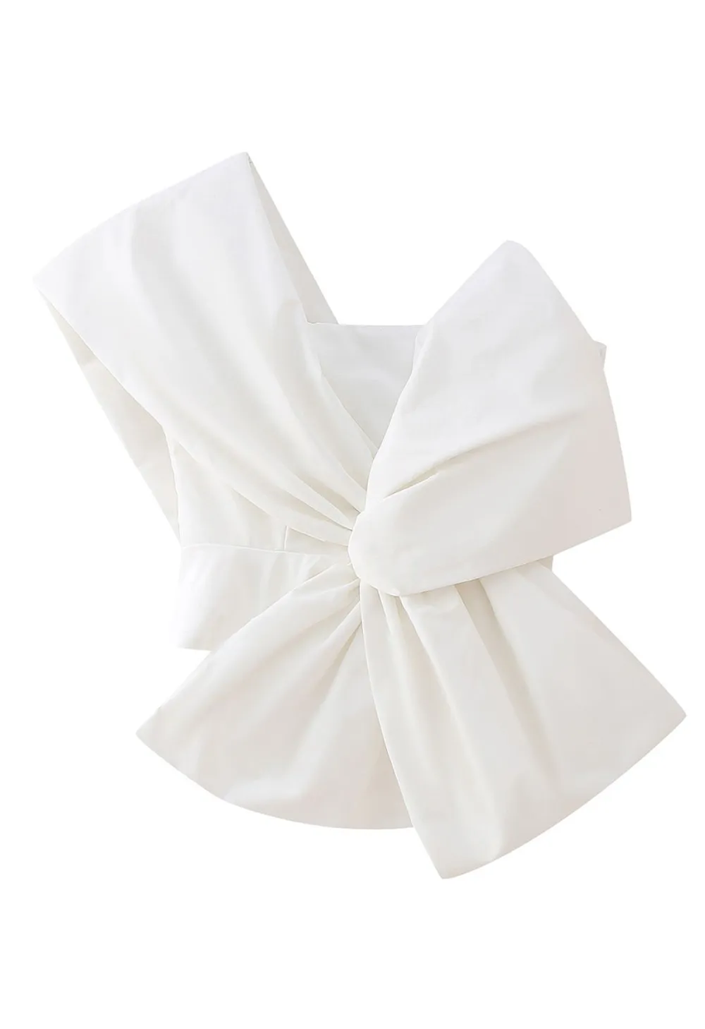 STRIKING BOWKNOT ONE SHOULDER CROP TOP IN WHITE