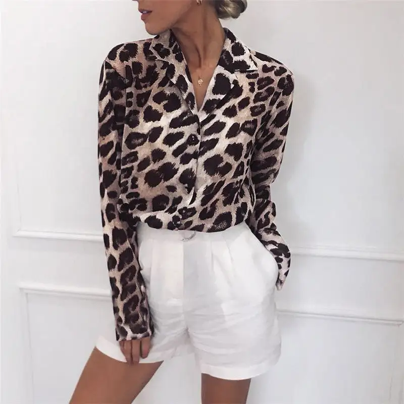 Leopard Print Long Sleeve Blouse